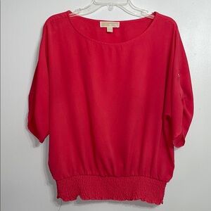 Michael Kors Coral Blouse with Relaxed Fit and 3/4 Sleeves